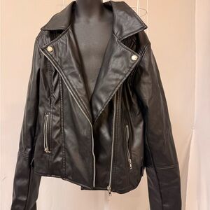 (Kids size) Ambiance Black Leather Biker Jacket